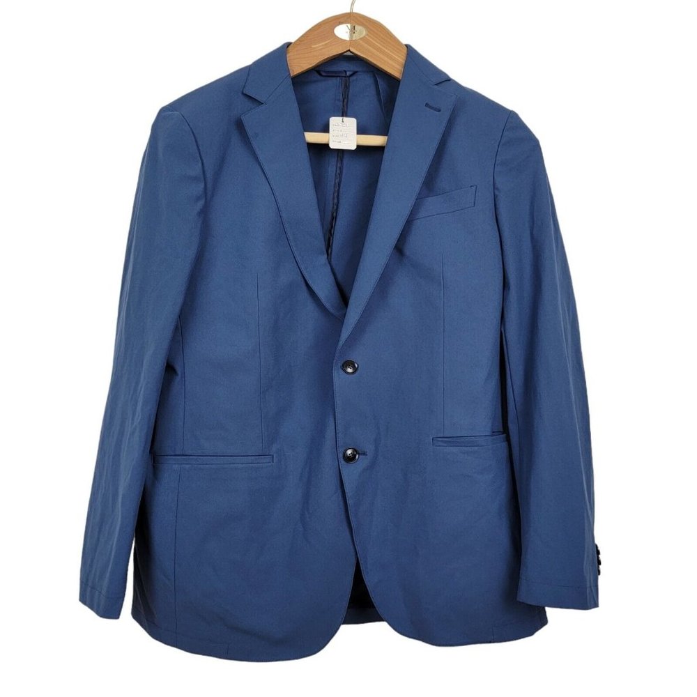 Sene Soho Flex Tech Sport Coat Unstructured Blazer Jacket Blue Custom Size 44